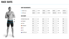 Load image into Gallery viewer, Size guide arena Powerskin racing swimsuits men