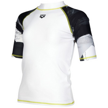 Load image into Gallery viewer, arena-boys-short-sleeves-rash-guard-white-grey-multi-003144-152-ontario-swim-hub-1