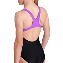 Load image into Gallery viewer, arena-girls-swimsuit-dim-lights-swim-pro-back-black-violet-008104-509-ontario-swim-hub-9
