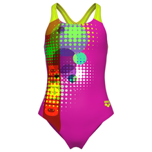 Load image into Gallery viewer, arena-girls-swimsuit-dots-swim-pro-back-very-fuchsia-artic-lime-010745-960-ontario-swim-hub-2