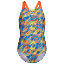 Load image into Gallery viewer, arena-girls-swimsuit-draft-v-back-neon-blue-multi-team-orange-010746-830-ontario-swim-hub-2