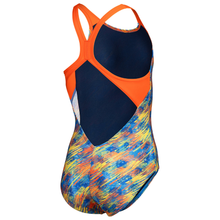 Load image into Gallery viewer, arena-girls-swimsuit-draft-v-back-neon-blue-multi-team-orange-010746-830-ontario-swim-hub-3