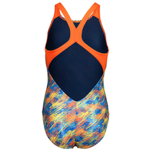 Load image into Gallery viewer, arena-girls-swimsuit-draft-v-back-neon-blue-multi-team-orange-010746-830-ontario-swim-hub-4