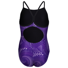 Load image into Gallery viewer, arena-girls-swimsuit-fireflow-lightdrop-back-black-team-purple-010406-900-ontario-swim-hub-4