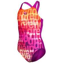 Load image into Gallery viewer, arena-girls-swimsuit-multi-colours-v-back-pink-multi-very-fuchsia-009007-908-ontario-swim-hub-1