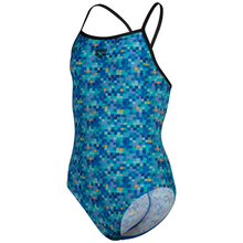 Load image into Gallery viewer, arena-girls-swimsuit-pool-tiles-light-drop-back-black-blue-multi-007223-580-ontario-swim-hub-1