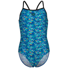 Load image into Gallery viewer, arena-girls-swimsuit-pool-tiles-light-drop-back-black-blue-multi-007223-580-ontario-swim-hub-2