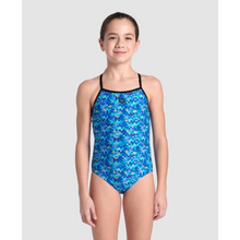 Load image into Gallery viewer, arena-girls-swimsuit-pool-tiles-light-drop-back-black-blue-multi-007223-580-ontario-swim-hub-5