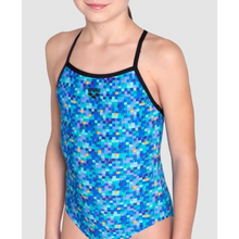 Load image into Gallery viewer, arena-girls-swimsuit-pool-tiles-light-drop-back-black-blue-multi-007223-580-ontario-swim-hub-8