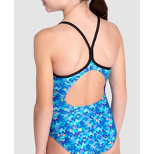 Load image into Gallery viewer, arena-girls-swimsuit-pool-tiles-light-drop-back-black-blue-multi-007223-580-ontario-swim-hub-9