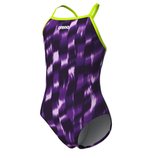 Load image into Gallery viewer, arena-girls-swimsuit-wave-lightdrop-back-artic-lime-team-purple-011740-900-ontario-swim-hub-1