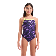 Load image into Gallery viewer, arena-girls-swimsuit-wave-lightdrop-back-artic-lime-team-purple-011740-900-ontario-swim-hub-5