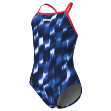 Load image into Gallery viewer, arena-girls-swimsuit-wave-lightdrop-back-bright-coral-team-royal-011740-200-ontario-swim-hub-1
