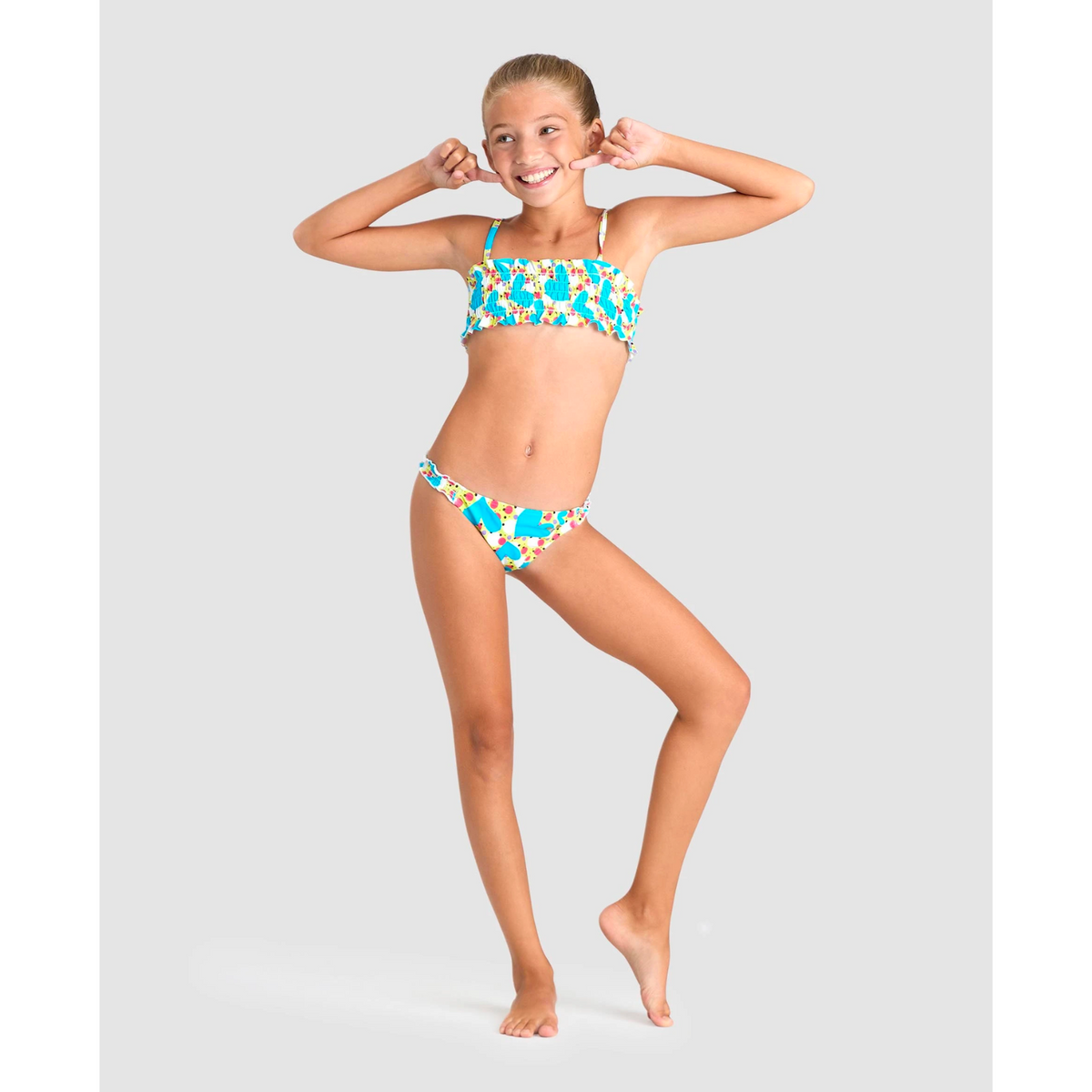 ARENA GIRLS\' VINTAGE BANDEAU BIKINI - SOFT GREEN/MULTI – OntarioSwimHub
