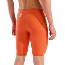 Load image into Gallery viewer, Back close-up of a man wearing an orange racing jammer