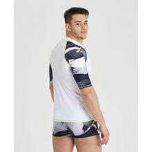 Load image into Gallery viewer, arena-mens-short-sleeves-allover-rash-vest-white-grey-multi-003128-152-ontario-swim-hub-4