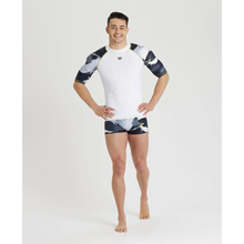 Load image into Gallery viewer, arena-mens-short-sleeves-allover-rash-vest-white-grey-multi-003128-152-ontario-swim-hub-5