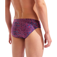 Load image into Gallery viewer, Person wearing a patterned swim brief on a white background