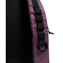 Load image into Gallery viewer, Close-up of a purple bag with black strap and D-buckle on a white background