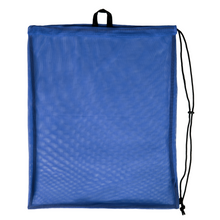 Load image into Gallery viewer, Royal blue mesh drawstring bag on a white background