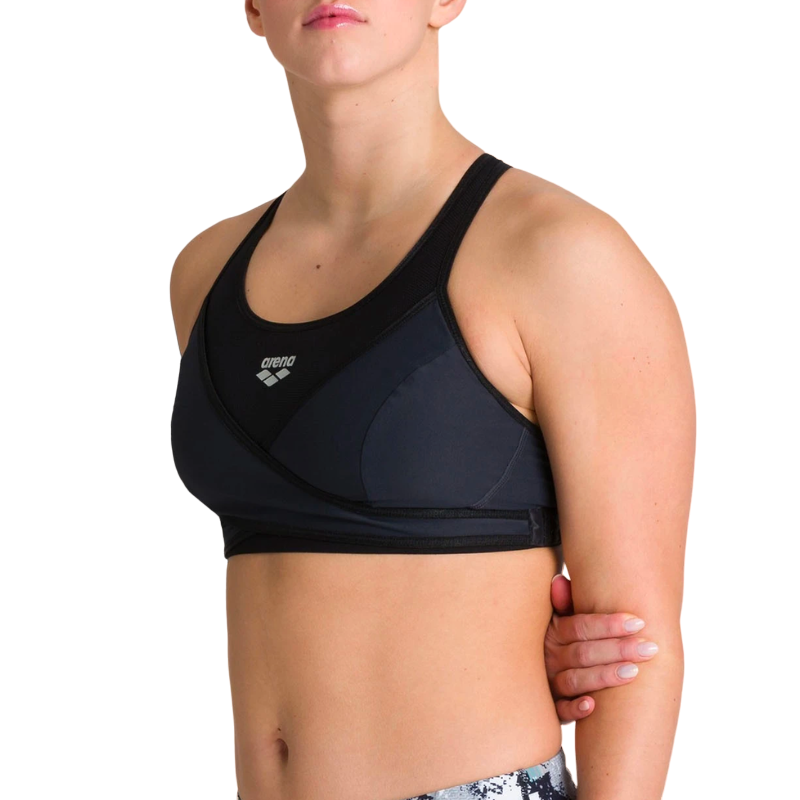 ARENA WOMEN S ADJUSTABLE CROSS FRONT BRA TOP BLACK OntarioSwimHub