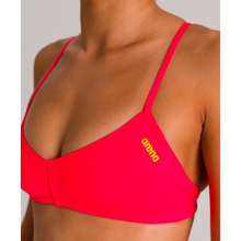 Load image into Gallery viewer, arena-womens-bandeau-live-bikini-top-fluo-red-yellow-star-002816-473-ontario-swim-hub-6
