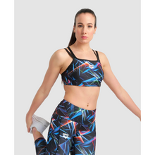 Load image into Gallery viewer, arena-womens-bra-top-allover-print-black-multi-005719-550-ontario-swim-hub-3