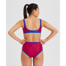 Load image into Gallery viewer,     arena-womens-icons-logo-bikini-burgundy-neon-blue-005091-580-ontario-swim-hub-2