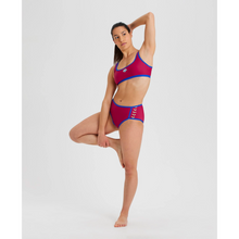 Load image into Gallery viewer,     arena-womens-icons-logo-bikini-burgundy-neon-blue-005091-580-ontario-swim-hub-3