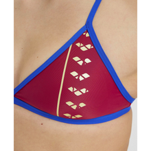 Load image into Gallery viewer,      arena-womens-icons-logo-triangle-top-bikini-burgundy-neon-blue-005096-580-ontario-swim-hub-4