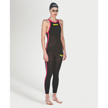 Load image into Gallery viewer, arena-womens-powerskin-r-evo-open-water-open-back-black-fluo-yellow-25108-503-ontario-swim-hub-2
