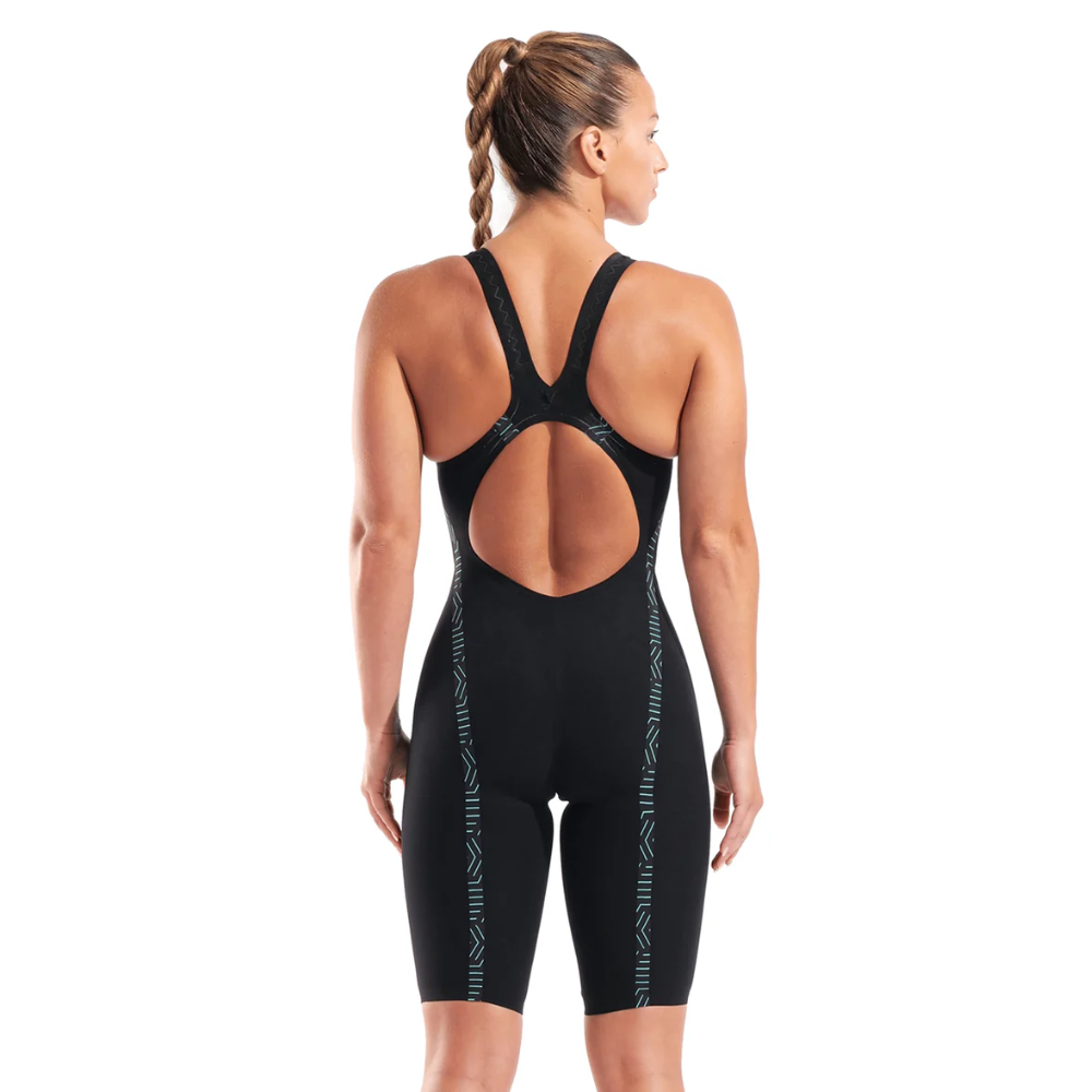ARENA WOMEN'S POWERSKIN VELOCE OPEN BACK KNEESKIN - BLACK/TEAL