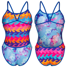 Load image into Gallery viewer, arena-womens-reversible-swimsuit-allover-challenge-back-neon-blue-multi-005897-700-ontario-swim-hub-4