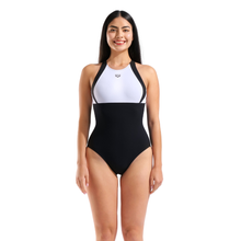Load image into Gallery viewer, arena-womens-shapewear-swimsuit-linda-cross-back-black-white-black-010852-515-ontario-swim-hub-5