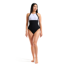 Load image into Gallery viewer, arena-womens-shapewear-swimsuit-linda-cross-back-black-white-black-010852-515-ontario-swim-hub-7