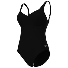 Load image into Gallery viewer, Black shapewear swimsuit on a white background