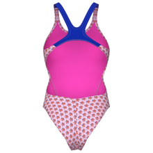 Load image into Gallery viewer, arena-womens-swimsuit-bouquet-swim-tech-back-pink-multi-neon-blue-010740-580-ontario-swim-hub-4