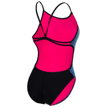 Load image into Gallery viewer, arena-womens-swimsuit-circle-stripe-lace-back-black-multicolour-005927-550-ontario-swim-hub-3