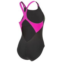 Load image into Gallery viewer, arena-womens-swimsuit-clear-lines-v-back-black-very-fuchsia-010255-590-ontario-swim-hub-3