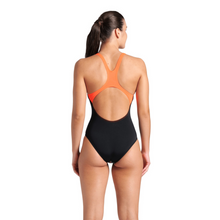 Load image into Gallery viewer, arena-womens-swimsuit-cupcakes-swim-pro-back-black-bright-coral-blue-multi-008062-350-ontario-swim-hub-3