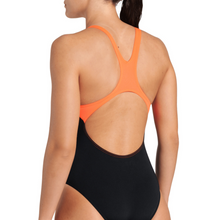 Load image into Gallery viewer, arena-womens-swimsuit-cupcakes-swim-pro-back-black-bright-coral-blue-multi-008062-350-ontario-swim-hub-5