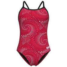 Load image into Gallery viewer, arena-womens-swimsuit-fireflow-lightdrop-back-black-team-red-010155-400-ontario-swim-hub-2