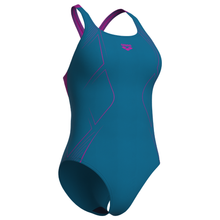Load image into Gallery viewer, arena-womens-swimsuit-graphic-swim-pro-back-inner-bra-blue-cosmo-very-fuchsia-011183-690-ontario-swim-hub-3