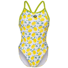 Load image into Gallery viewer, arena-womens-swimsuit-lemons-print-xcross-back-soft-green-white-multi-005938-510-ontario-swim-hub-2