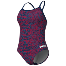 Load image into Gallery viewer, arena-womens-swimsuit-snakeskin-lightdrop-back-navy-team-redwhiteblue-010157-417-ontario-swim-hub-1