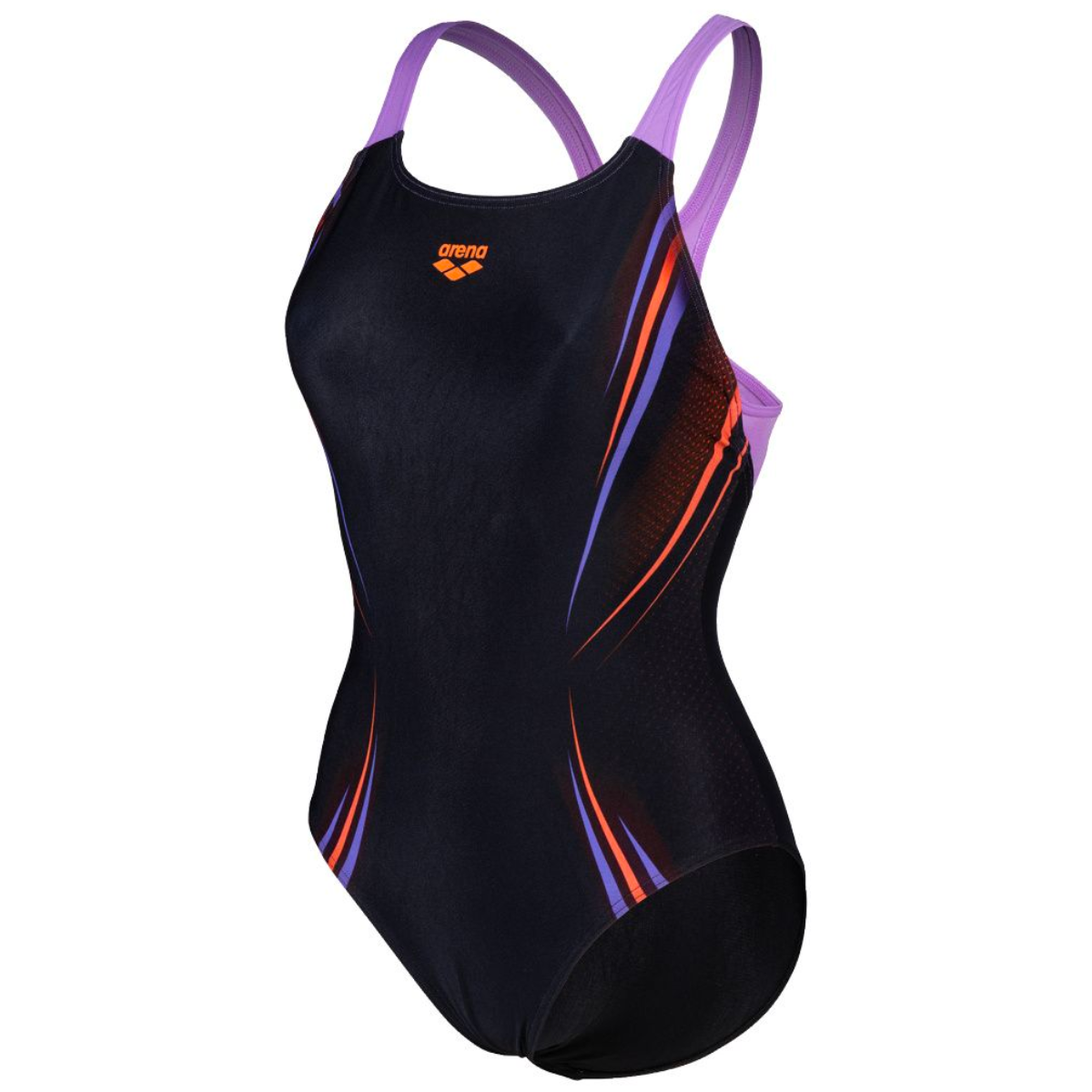 ARENA WOMEN'S SWIMSUIT SPIKES PRO BACK - BLACK/LAVANDA
