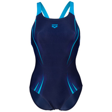 Load image into Gallery viewer, arena-womens-swimsuit-spikes-pro-back-navy-turquoise-005971-780-ontario-swim-hub-2