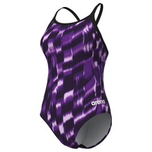 Load image into Gallery viewer, arena-womens-swimsuit-wave-lightdrop-back-black-team-purple-011640-900-ontario-swim-hub-1