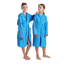 Load image into Gallery viewer, arena-zeal-plus-junior-bathrobe-blue-red-005309-400-ontario-swim-hub-2