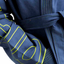 Load image into Gallery viewer, arena-zeal-plus-junior-bathrobe-navy-lime-005309-200-ontario-swim-hub-5